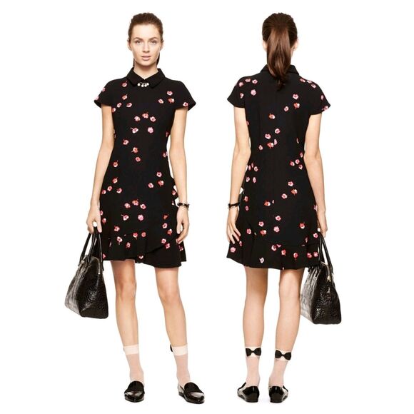 Kate Spade Black Pink Floral Mini Dress - Picture 2 of 9
